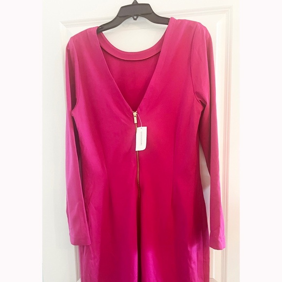 NEW Banana Republic fuchsia dress with gold zipper SIZE 16 TALL - Picture 2 of 6